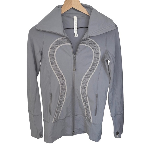 Lululemon In Stride Jacket Full Zip-Up Gray Purple Lululemon Logo Super Soft Com - Picture 1 of 15